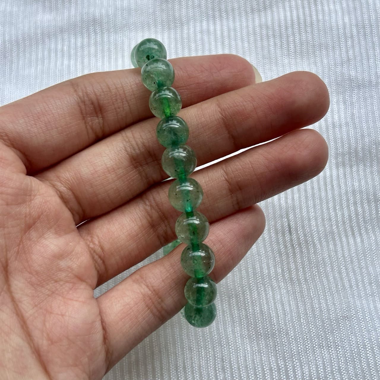 Green Strawberry Quartz Bracelet - Close up