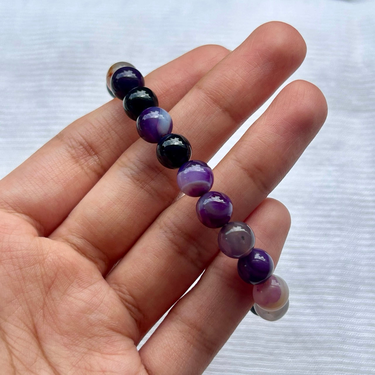 Purple Agate Banded Bracelet - Close Up
