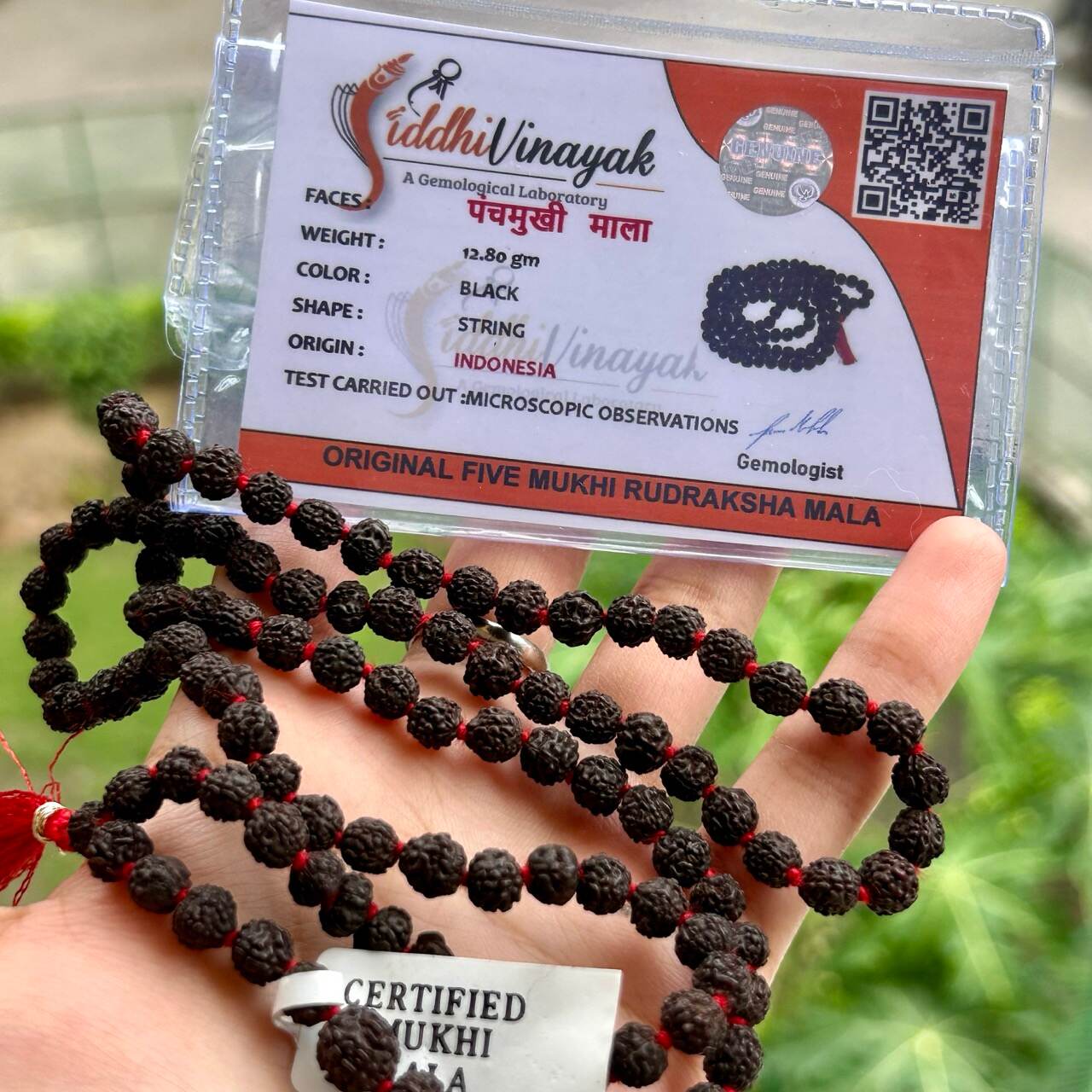 5 Mukhi Black Rudraksha Mala - With Certificate