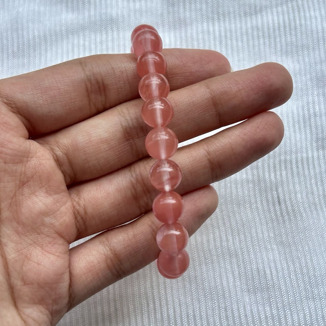 Cherry Quartz Bracelet - Close up
