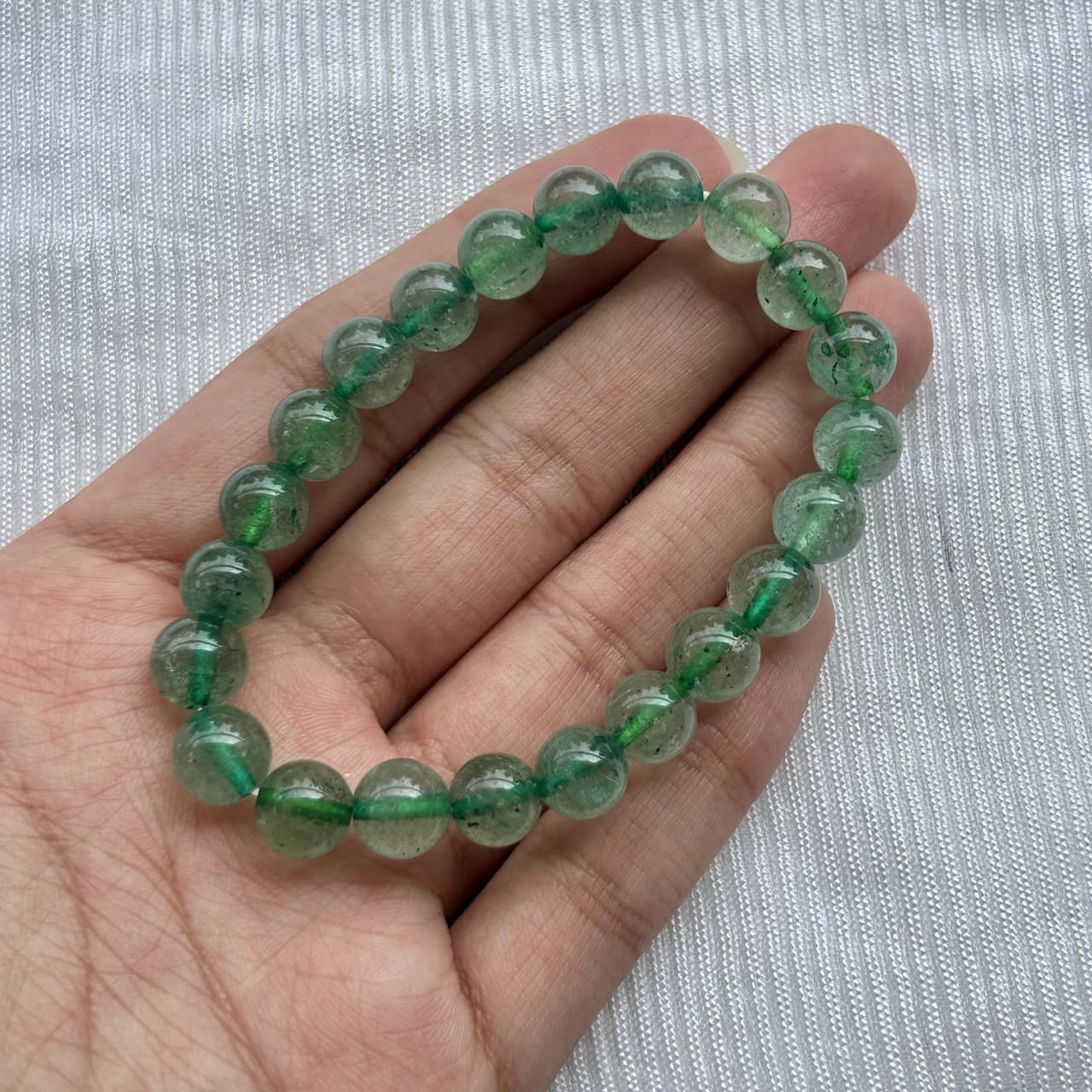 Green Strawberry Quartz Bracelet - In hand