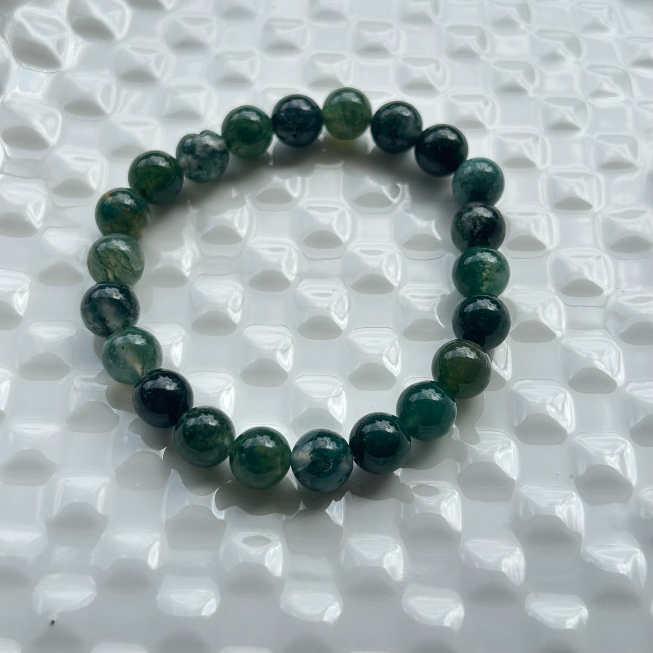 Moss Agate Bracelet - Forest Green
