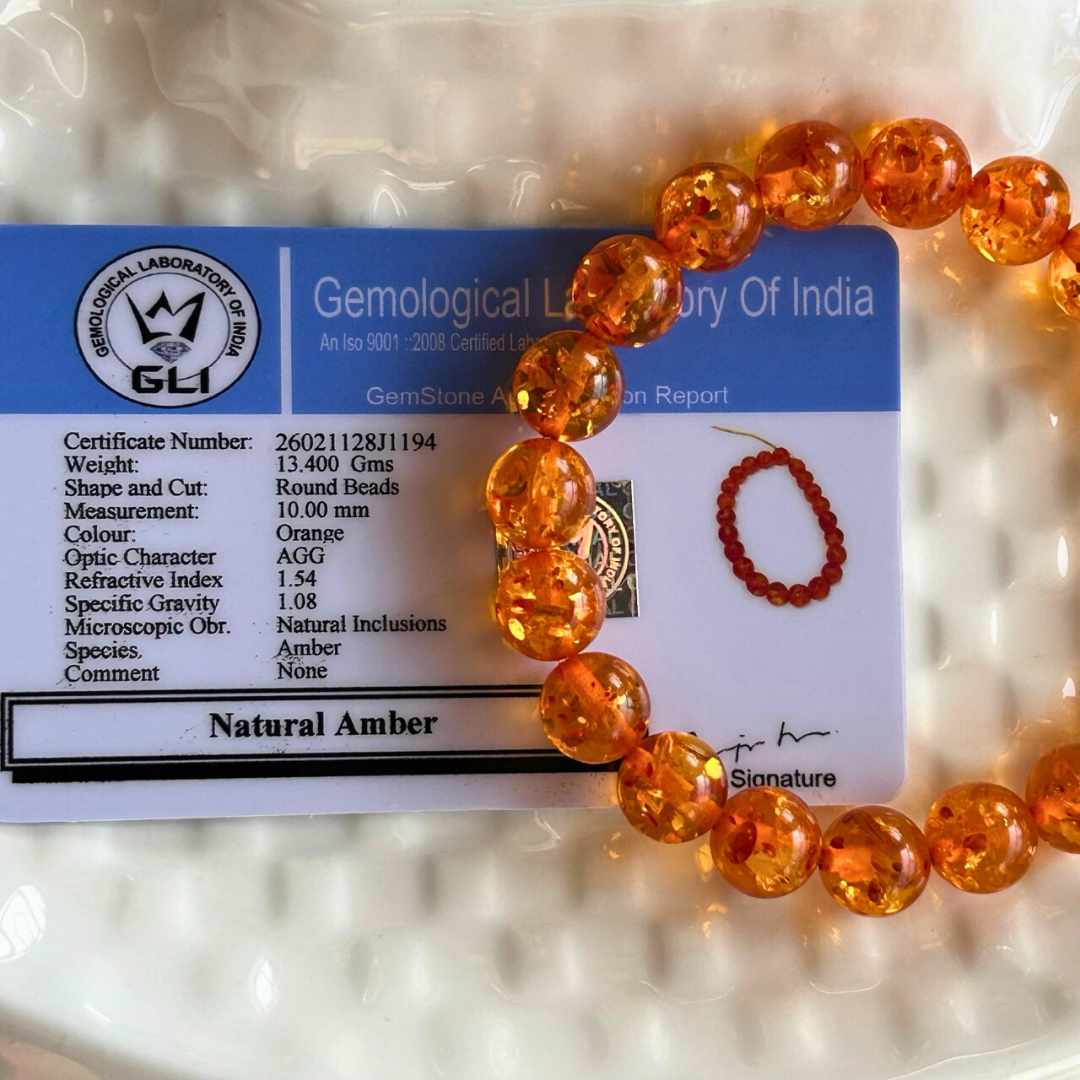 Natural Amber Bracelet-With certificate
