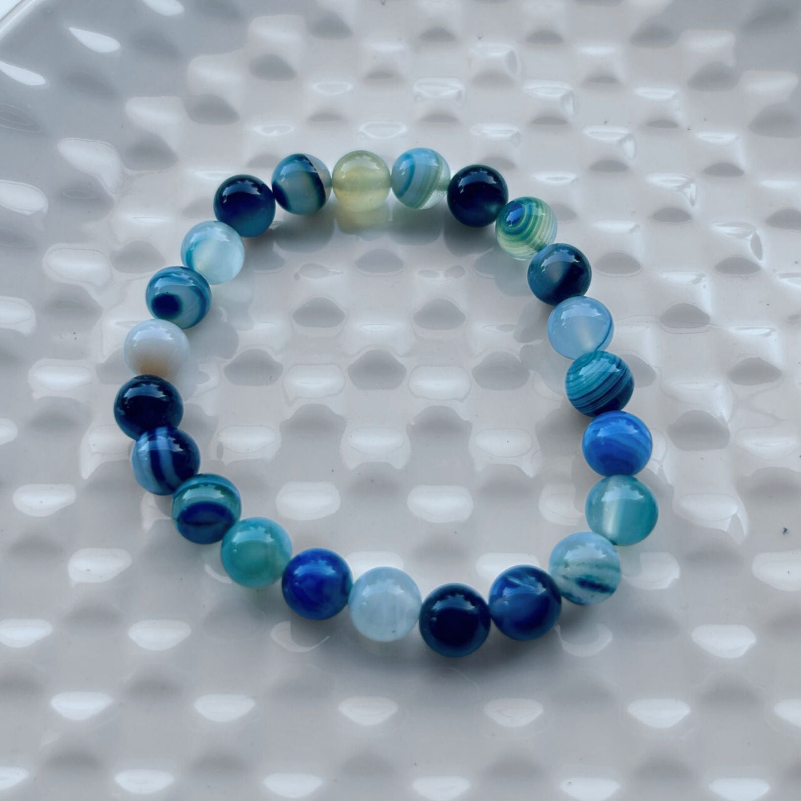 Blue Agate Banded Bracelet