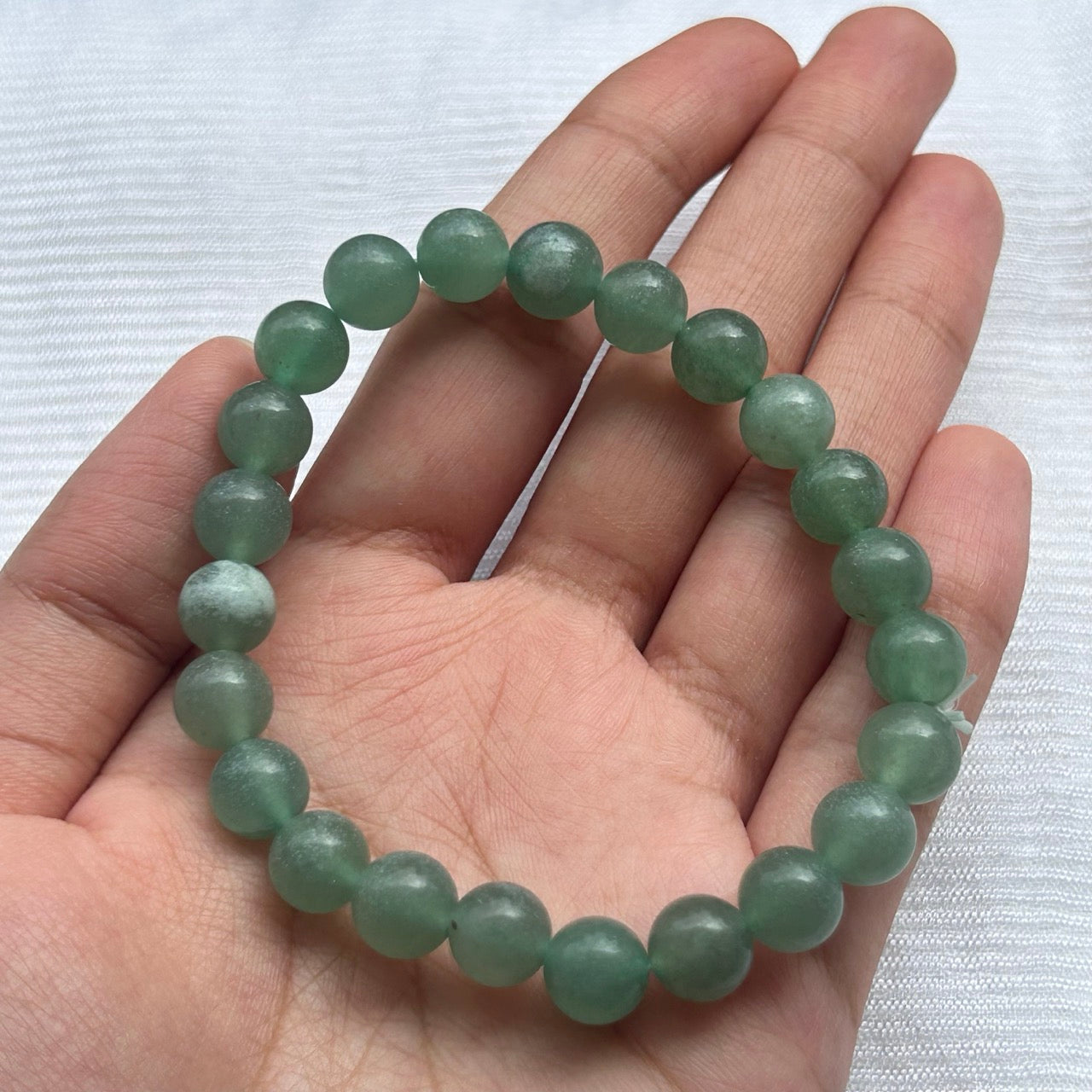 Green Aventurine Bracelet sage green - In Hand