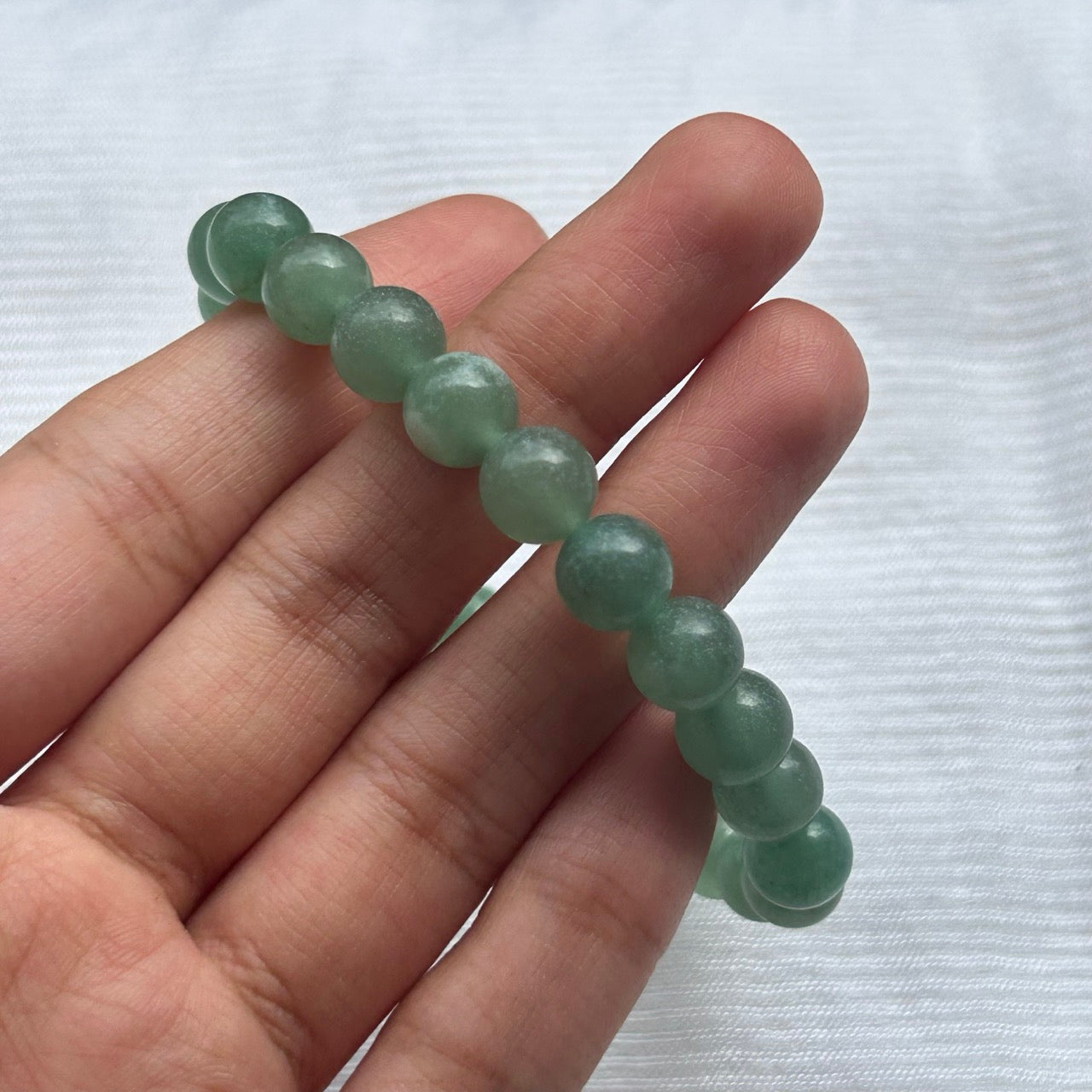 Green Aventurine Bracelet sage green - Close Up
