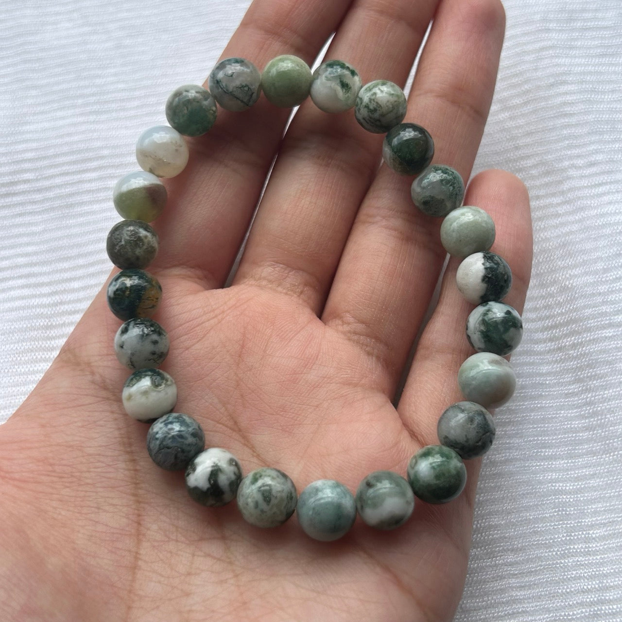 Moss Agate Bracelet - Cloudy Vein
