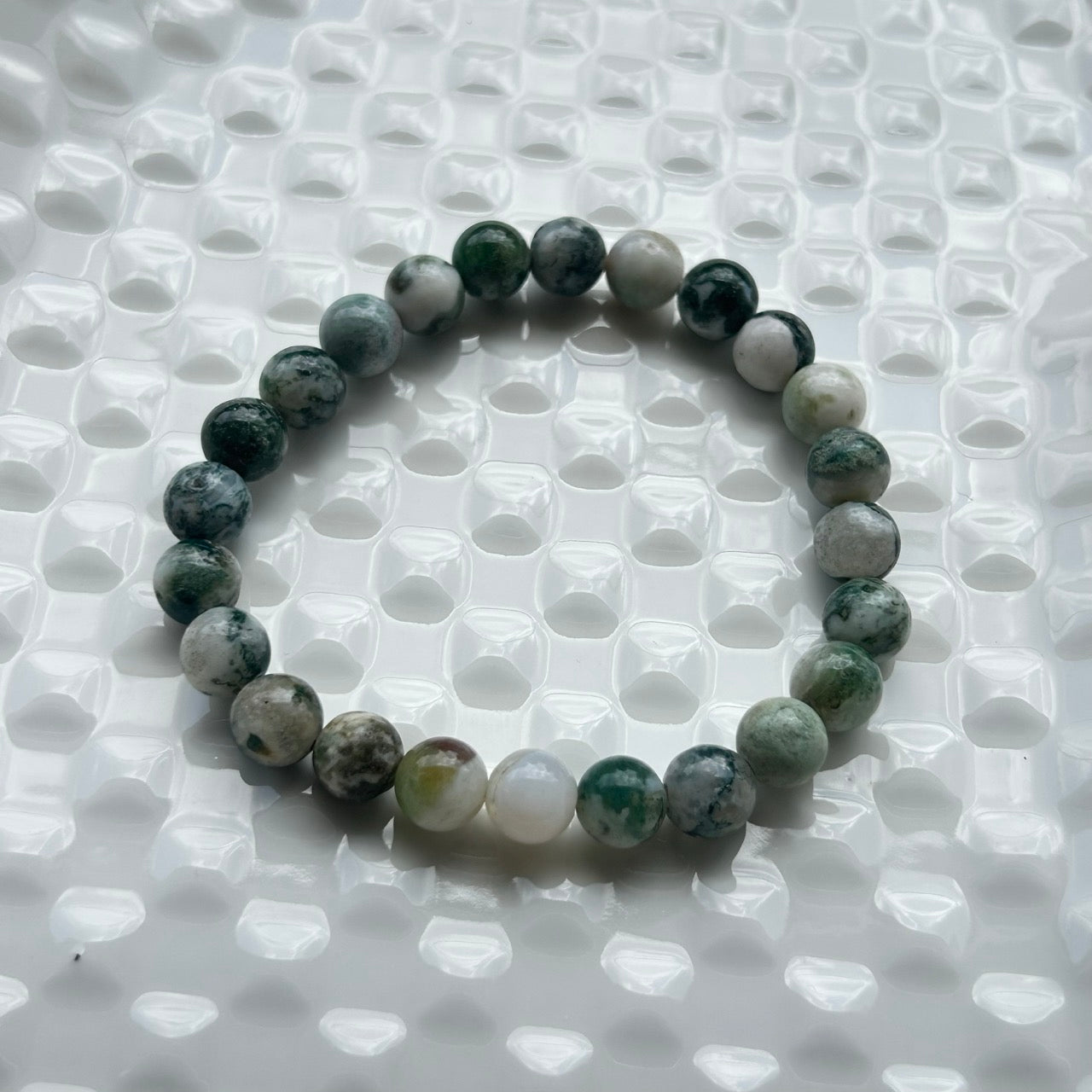 Moss Agate Bracelet - Cloudy Veins