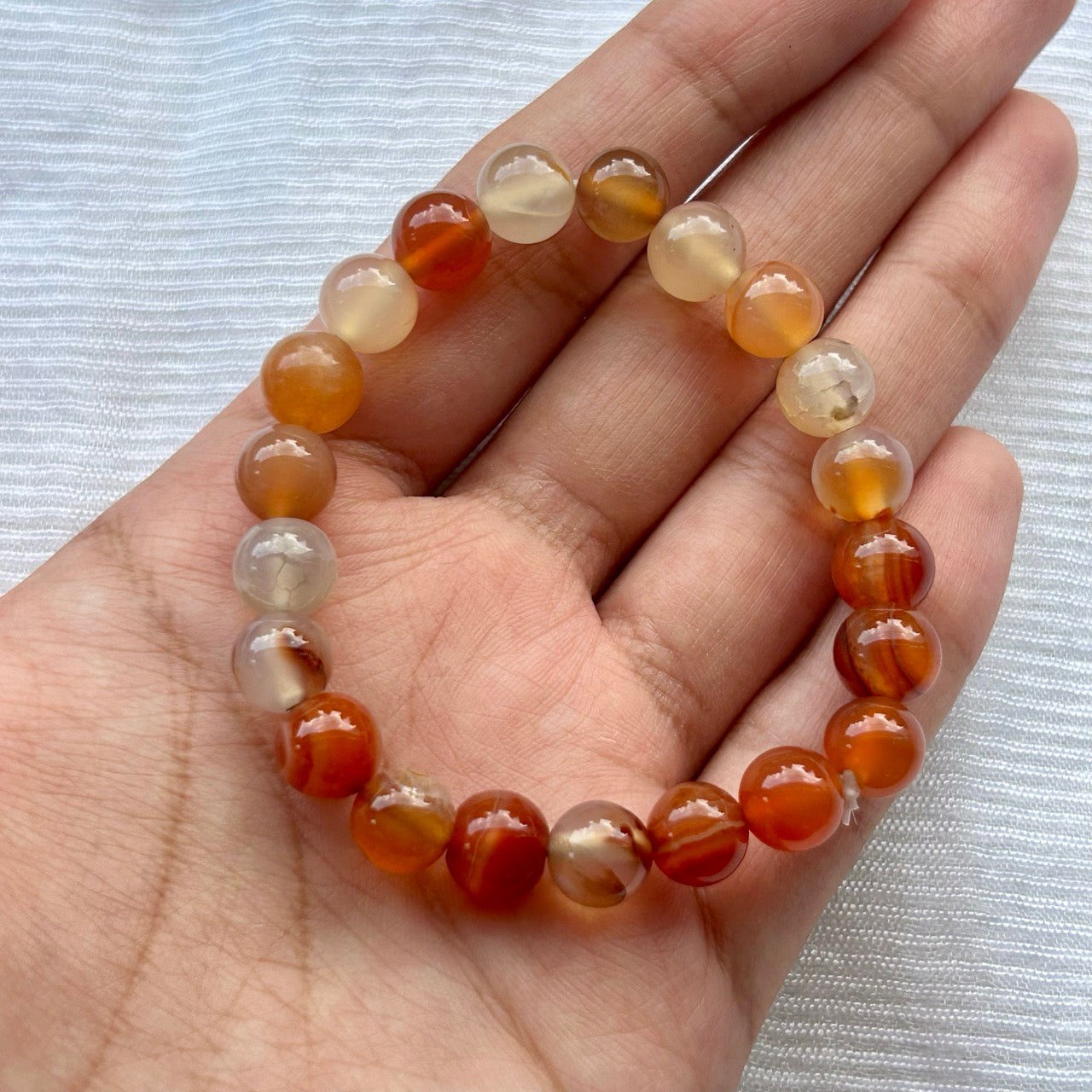 Orange Agate Banded Bracelet - In Hand