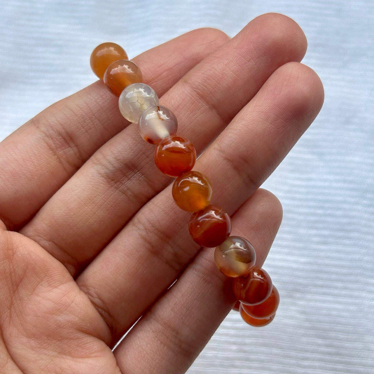 Orange Agate Banded Bracelet - Close Up