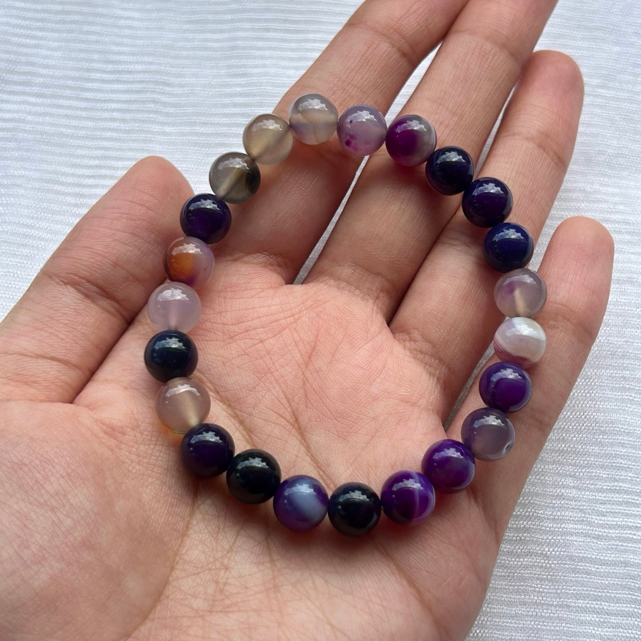 Purple Agate Banded Bracelet - In Hand