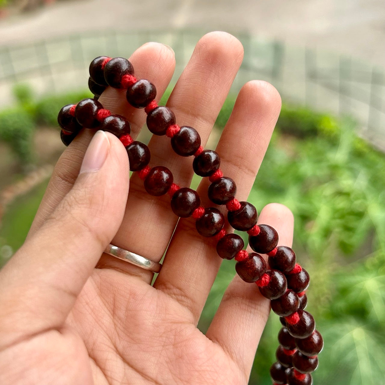 Red Chandan Mala - Close Up