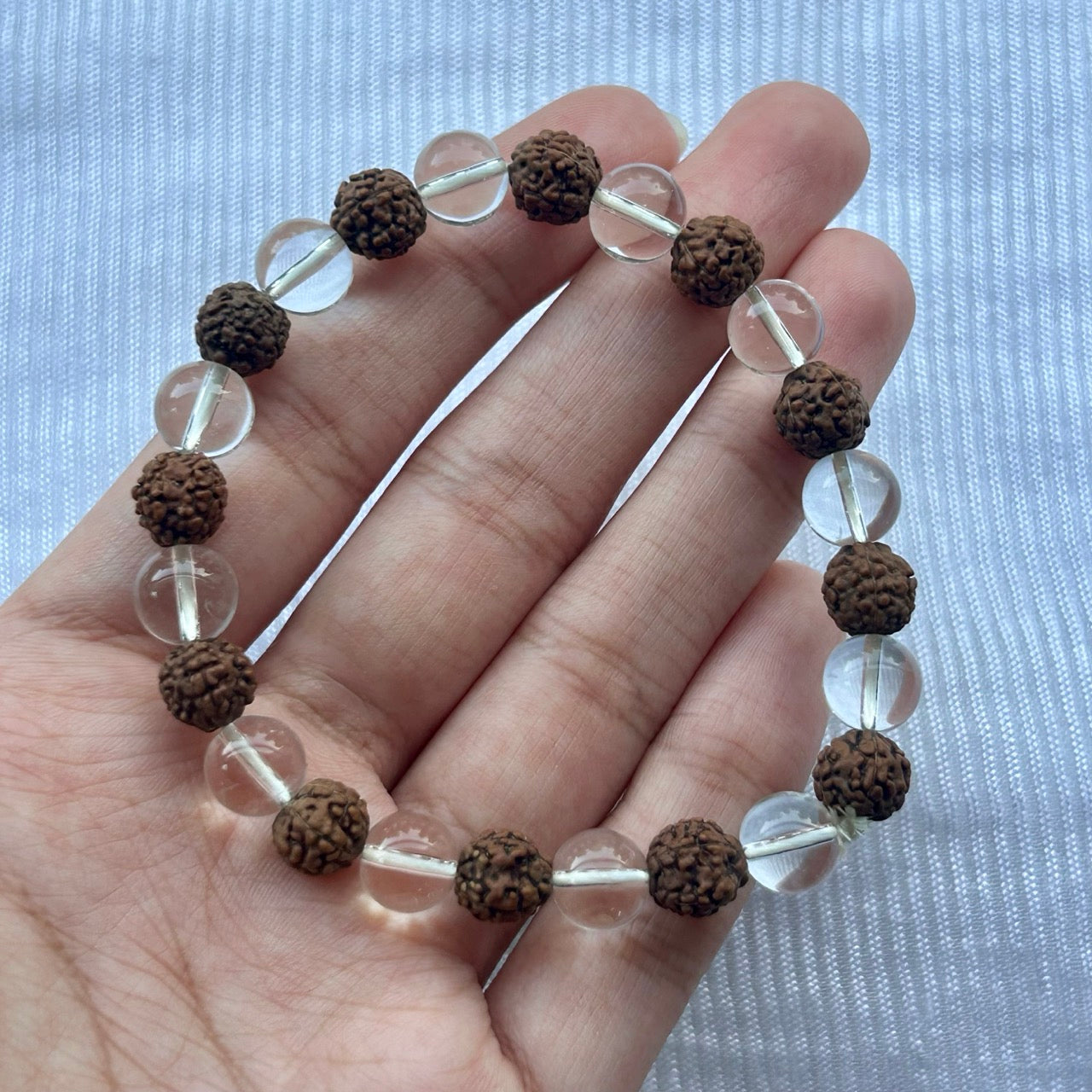 Rudraksh with Quartz Bracelet - In Hand