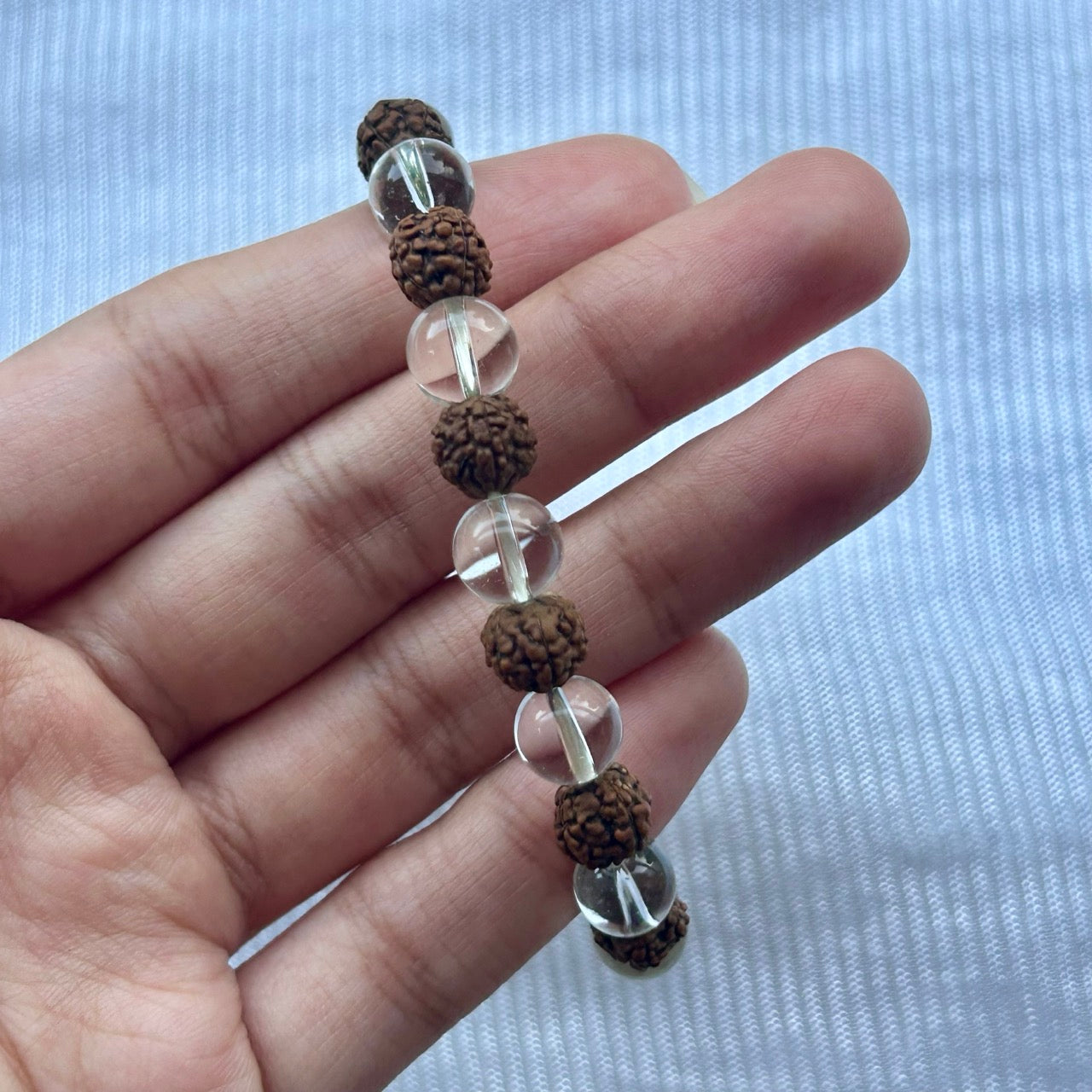 Rudraksh with Quartz Bracelet - Close up