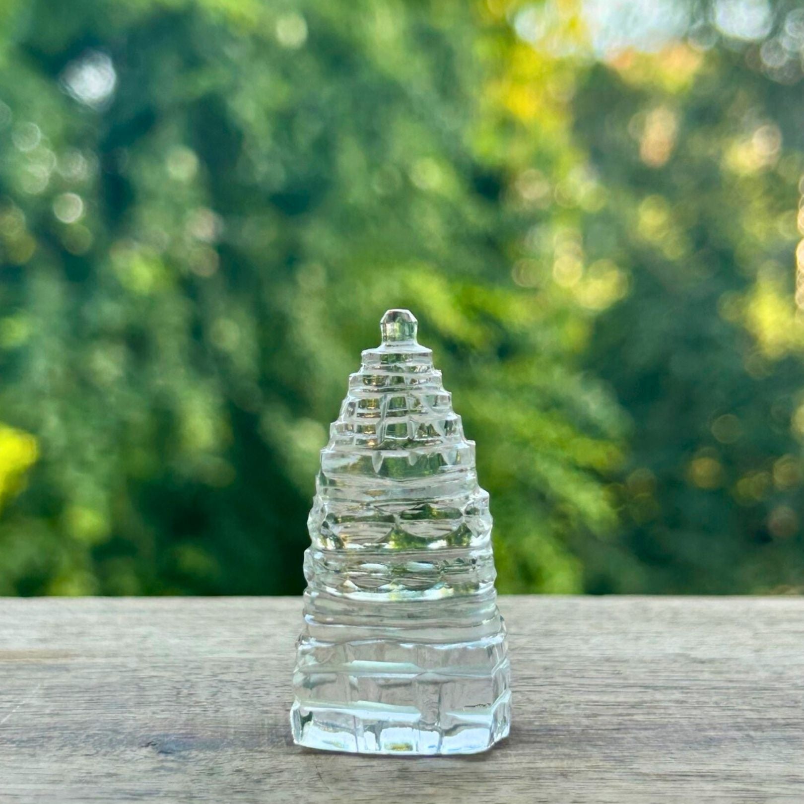 Crystal Sphatik Shree Yantra - Green background