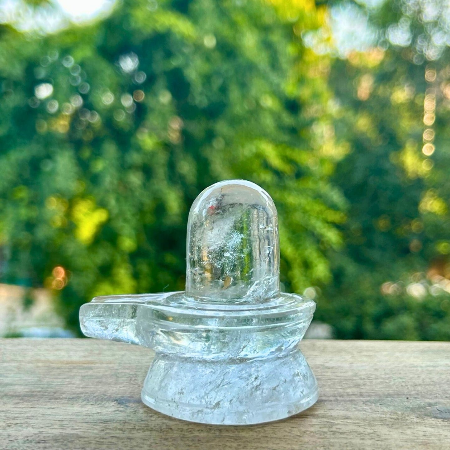 Sphatik Shivling - with green background